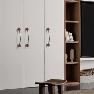 新中式胡桃木拉手银色法式衣橱柜门抽屉拉手鞋柜中古风黄铜小把手