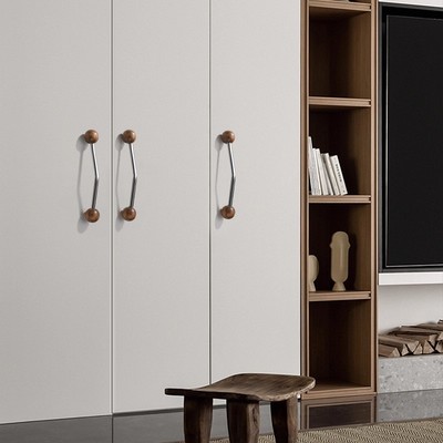 新中式胡桃木拉手银色法式衣橱柜门抽屉拉手鞋柜中古风黄铜小把手