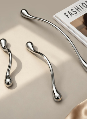 法式极简拉手中古风橱柜门衣柜家具抽屉新中式轻奢亮银色把手大全