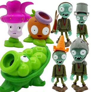 新品植物大战僵尸玩具豌豆迫击炮软胶发射炮弹激光皇冠花粘液按果