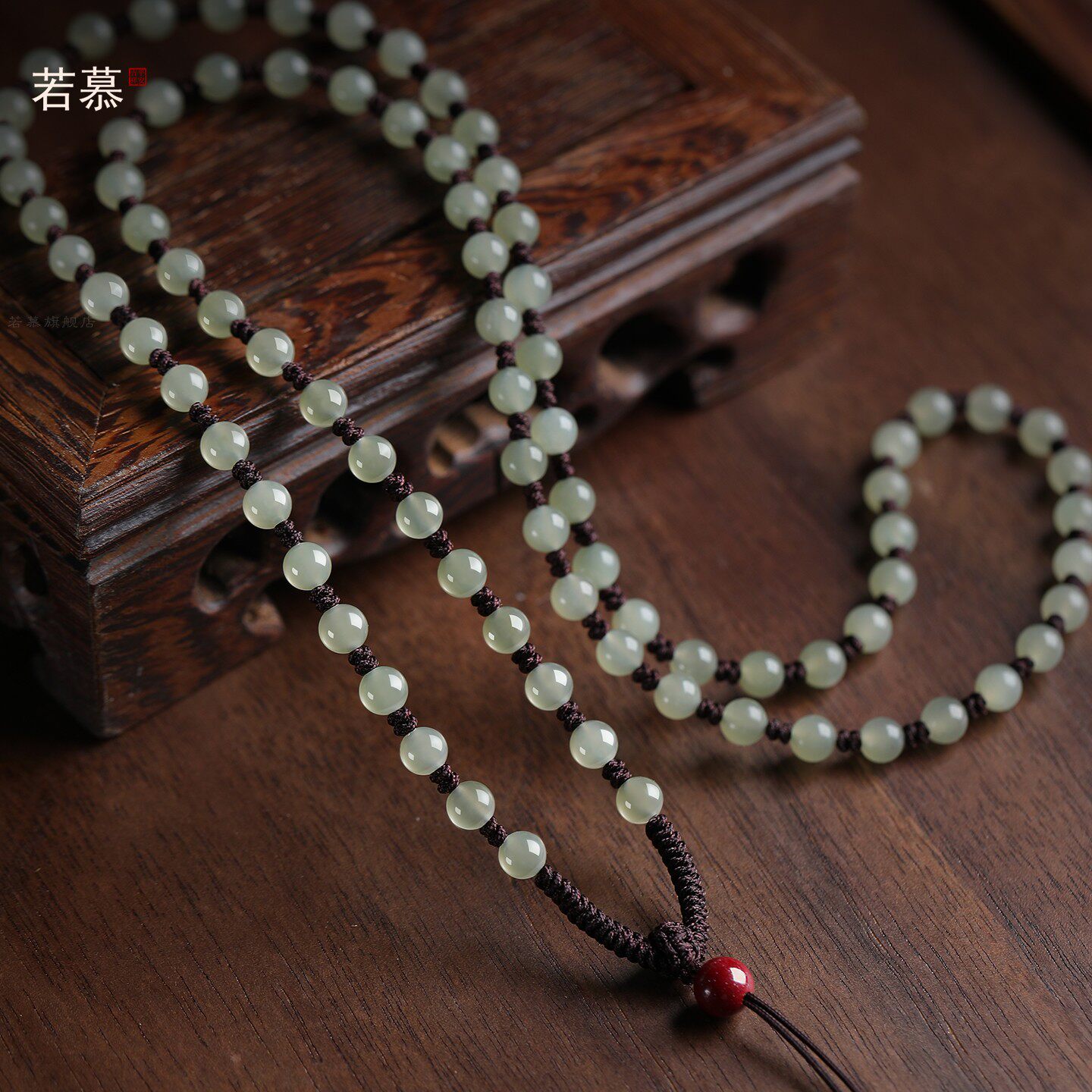正品天然高档和田玉全珠链项链绳手工编织玉珠吊坠绳玉佩玉坠配绳