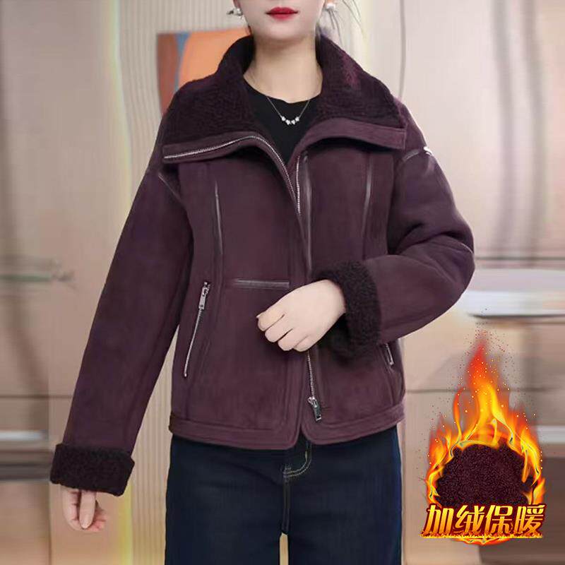 JOYIASS2025款巨好看的初冬外套女士短款宽松加绒衣夹克皮毛一体