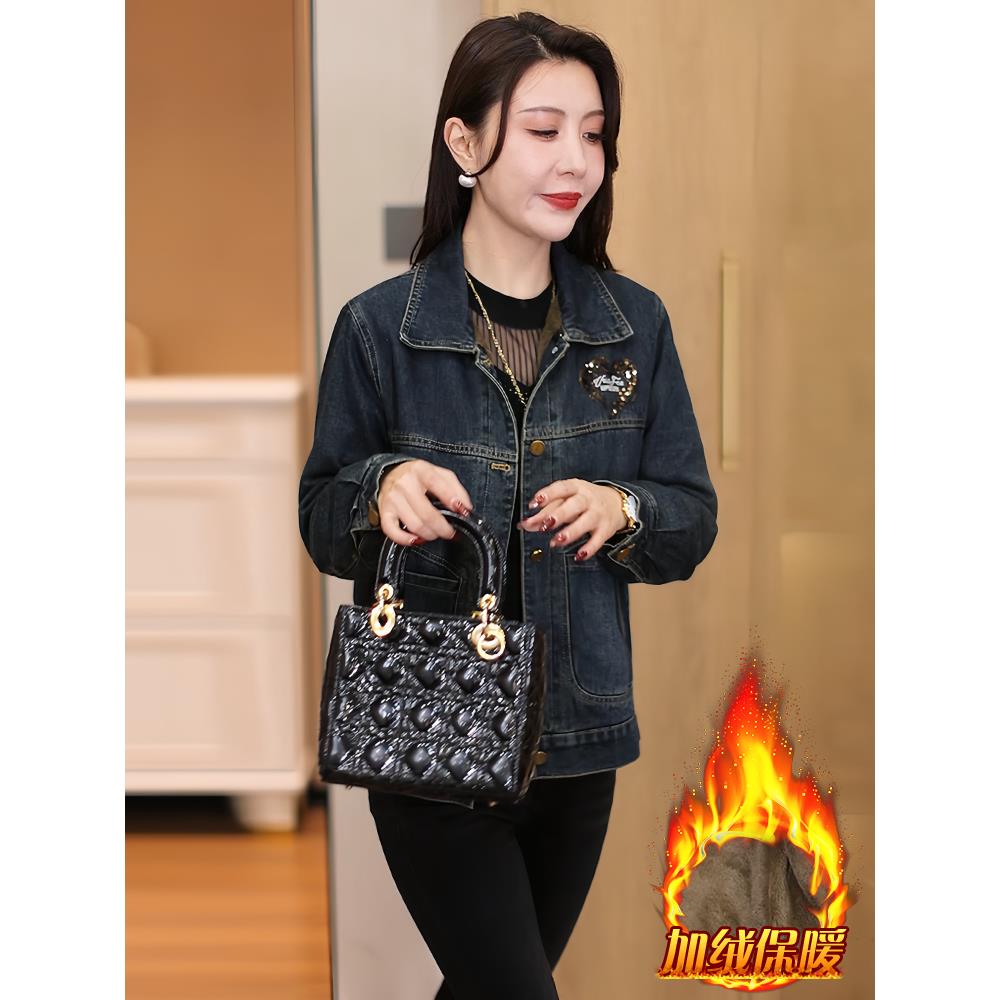 JOYIASS巨好看的初冬牛仔短外套女2025年冬季新款加绒加厚单排扣