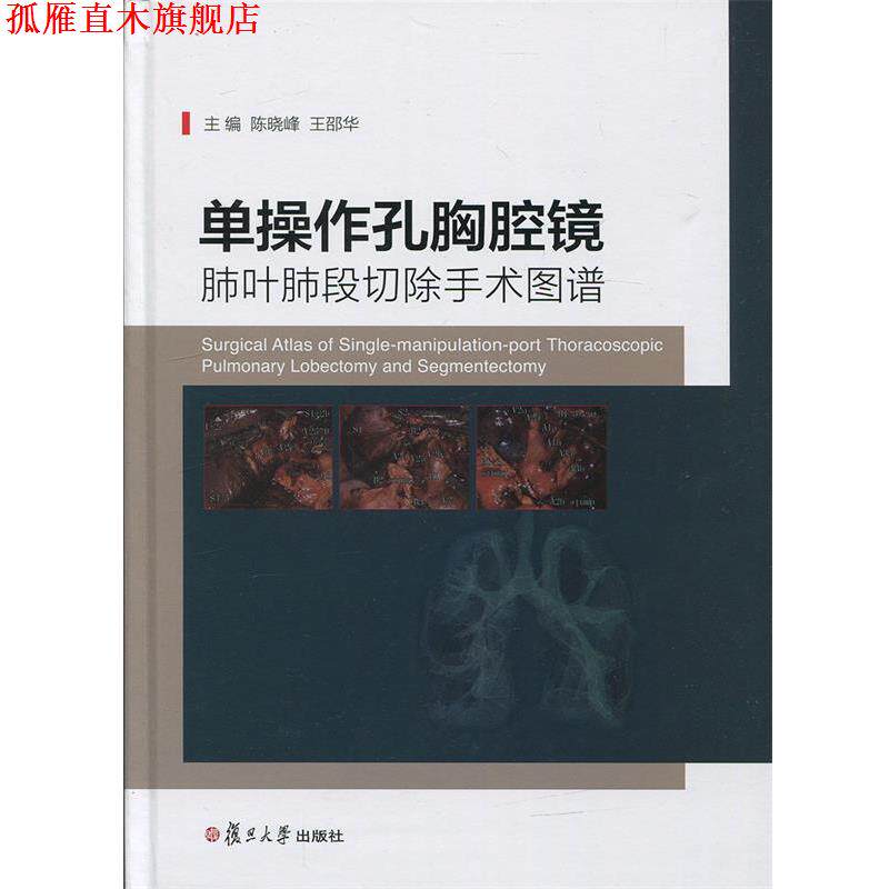 【正版书】 单操作孔胸腔镜肺叶肺段切除手术图谱 陈晓峰,王邵华 编 复旦大学出版社