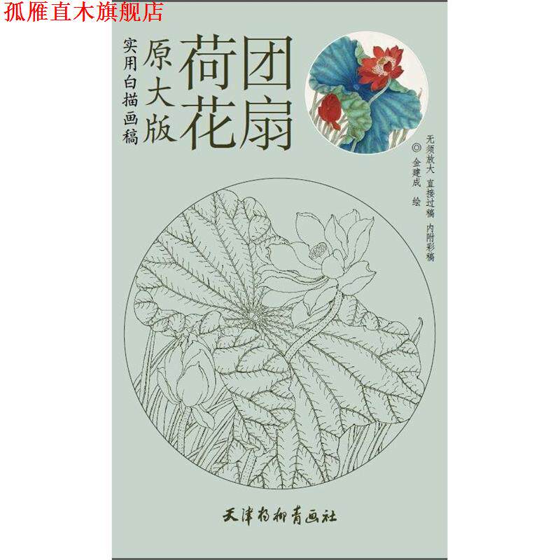 【正版书】 实用白描画稿:荷花团扇 金建成 绘 天津杨柳青画社