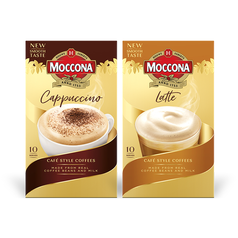 摩可纳Moccona卡布奇诺拿铁三合一速溶咖啡粉10条/盒装即溶饮品
