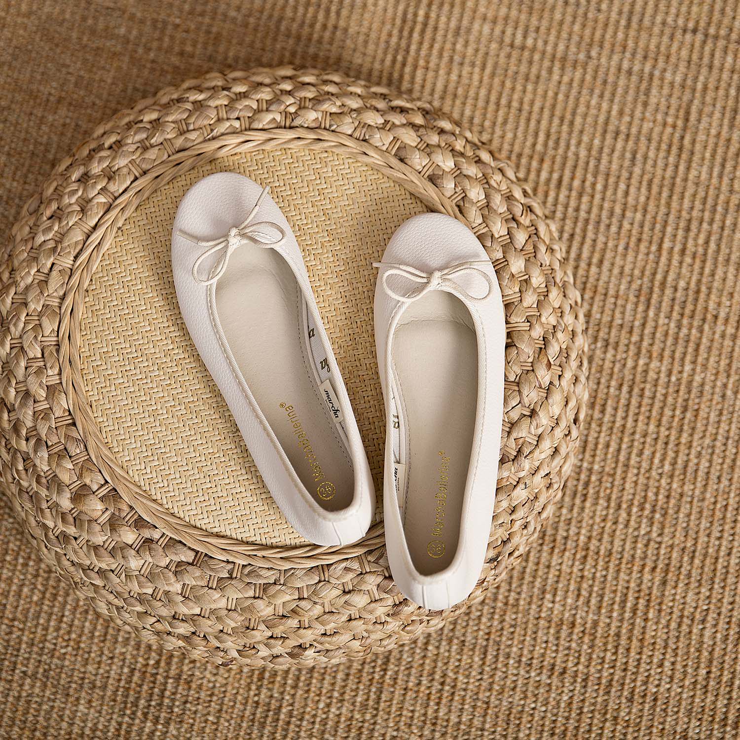 MARCHA 발레 활 여성 신발 플랫 슈즈 미색 보트 신발 편안하고 부드러운 얕은 입 통근 신발 프랑스 스타일