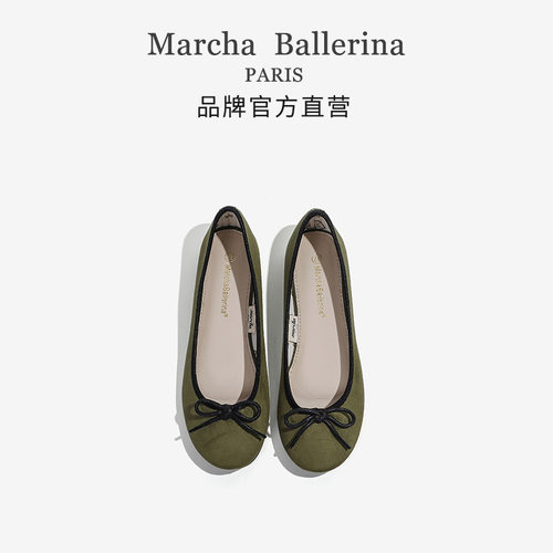 marcha圆头女单鞋甜美蝴蝶结软底