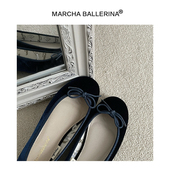 marcha秋冬新款 软 瓢鞋 芭蕾舞圆头丝绒单鞋 百搭浅口平底小香风单鞋