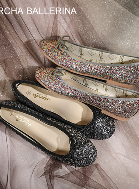 marcha ballerina/玛沙芭蕾复古单鞋百搭平底浅口软底奶奶四季鞋