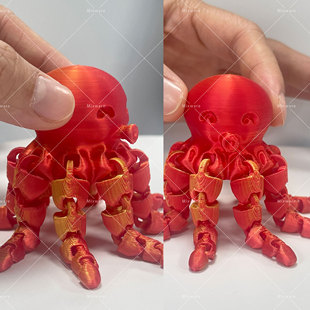 3D打印彩色渐变关节可动手指八爪鱼可爱桌面摆件解压玩具创意礼物