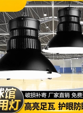 亚明LED工矿灯篮球馆防眩目工矿灯车间球场灯黑色100W天棚吊灯