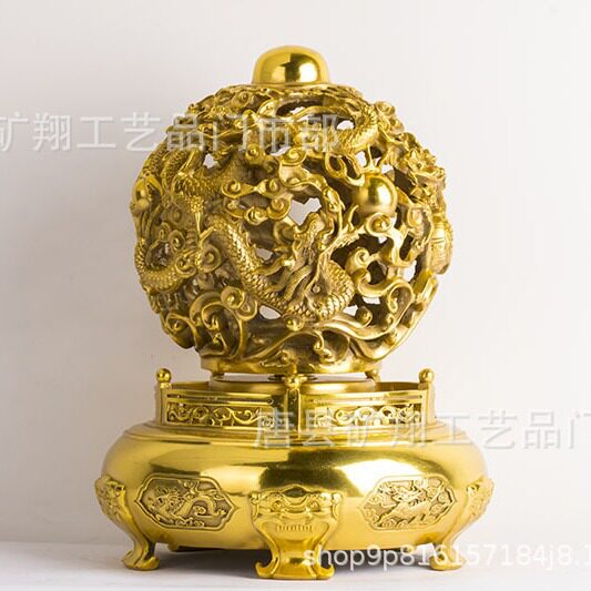 全铜九转乾坤鼎摆件 九龙戏珠鼎 客厅家居办公室工艺品