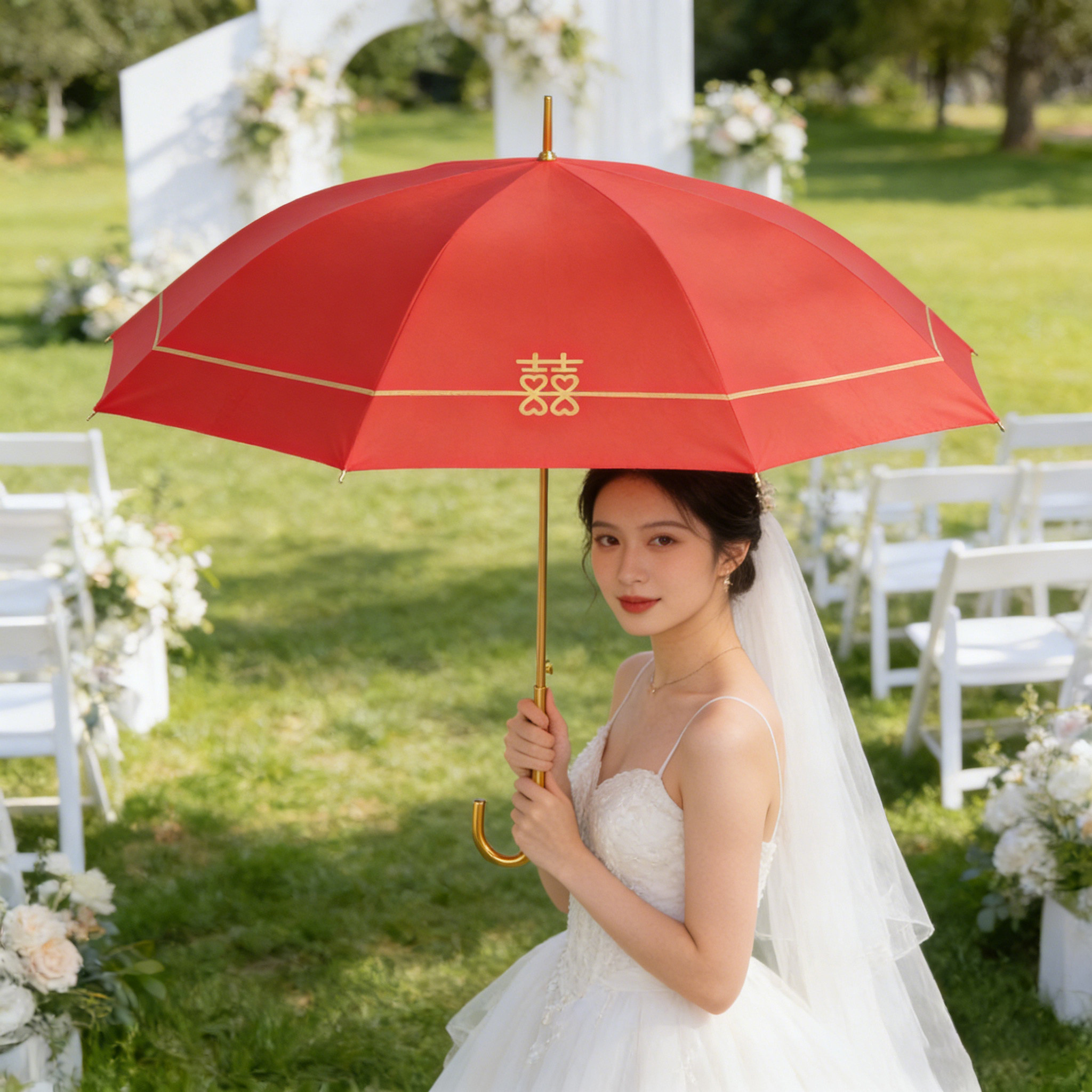 喜字结婚用大红伞中式古风婚庆新娘伞出门出嫁中国风婚礼喜庆雨伞