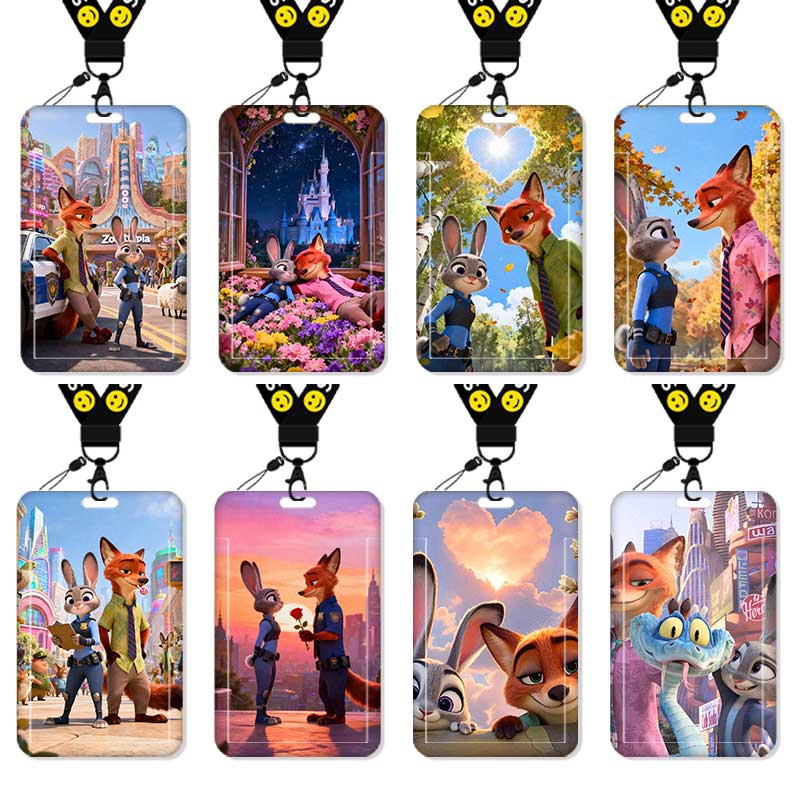 疯狂动物城朱迪尼克卡套高颜值饭卡校园卡保护套公交卡学生水卡证件小卡片套工作证工牌证件套校牌二次元挂绳