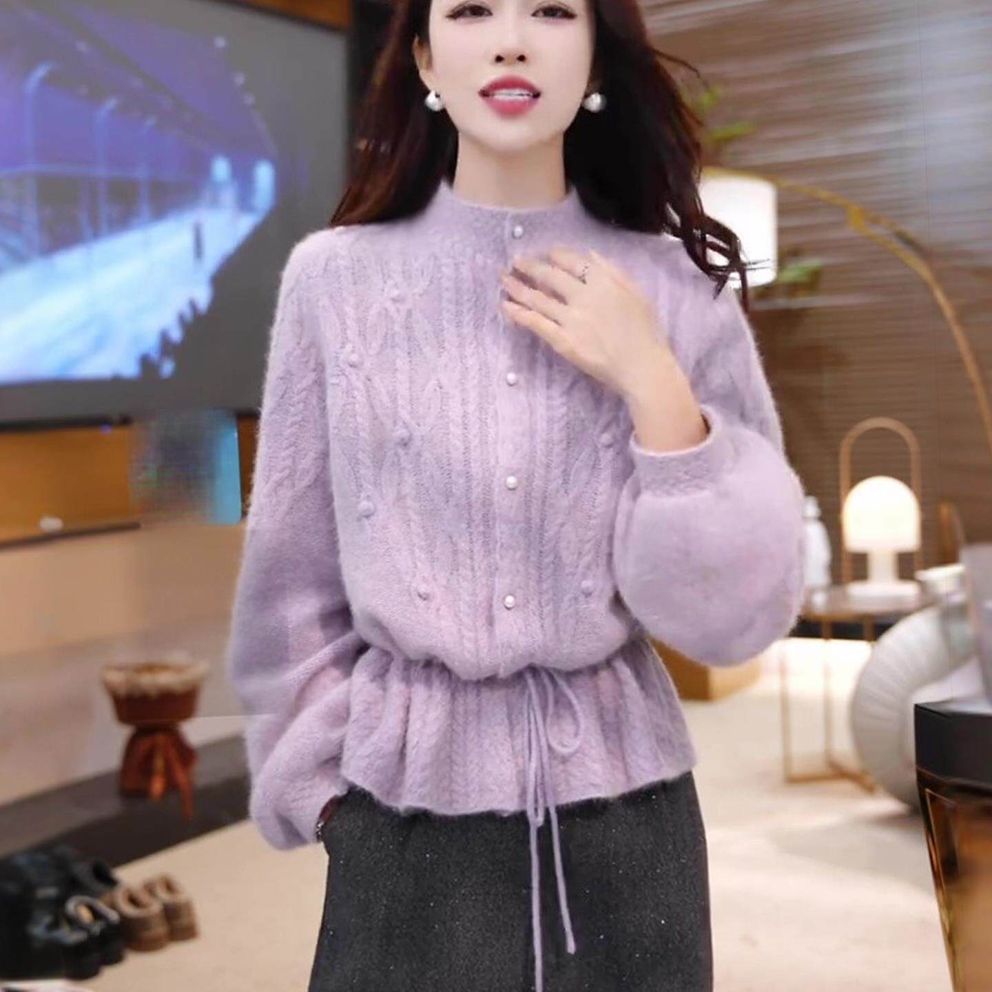 JOYIASS半高领软糯毛衣开衫外套女2025新款秋冬季超好看针织厚款