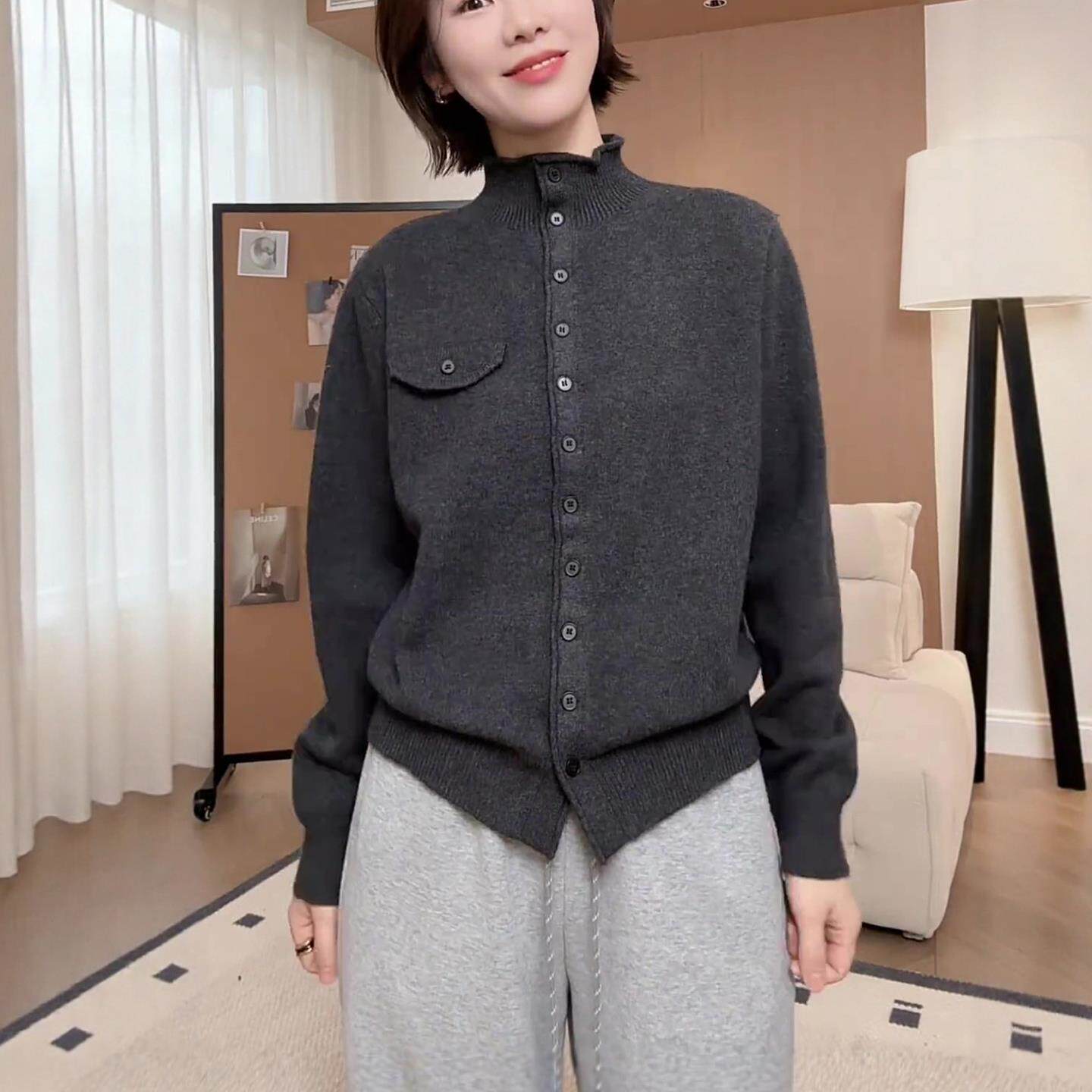 JOYIASS半高领软糯加厚毛衣开衫外套女2025新款秋冬季高级感时尚
