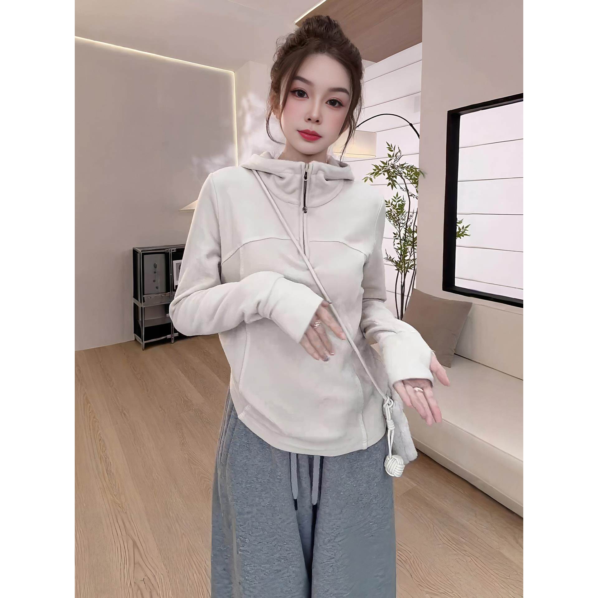 JOYIASS连帽半拉炼长袖卫衣女款2025新款秋冬季爆款时尚洋气帽衫