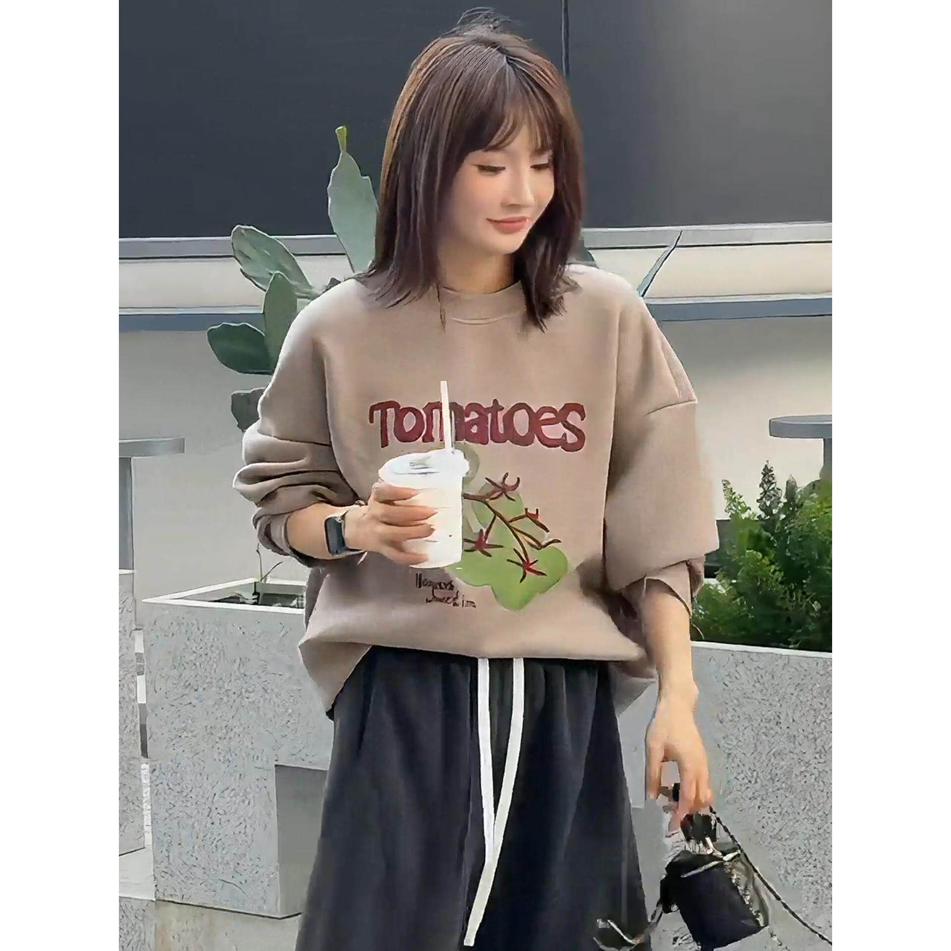 JOYIASS韩版圆领无帽长袖卫衣女款2025新款秋冬季爆款时尚洋气慵