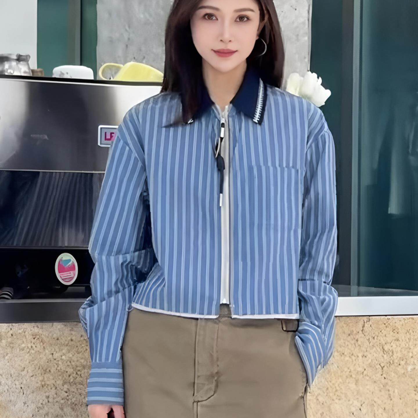 JOYIASS早秋小个子条纹长袖衬衫女装2025新款衬衣轻奢高级感法式