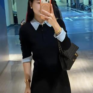 JOYIASS撞色polo领毛衣针织衫女款2025新款秋冬季内搭高级感时尚