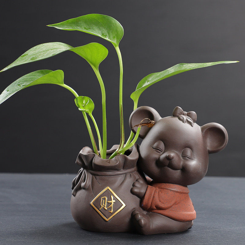 卡通动物老鼠水培花盆陶瓷摆件招财桌面电视柜绿萝植物装饰小花器,鲜花速递/花卉仿真/绿植园艺,花盆,淘宝优惠券,粉丝福利购,淘宝优惠卷