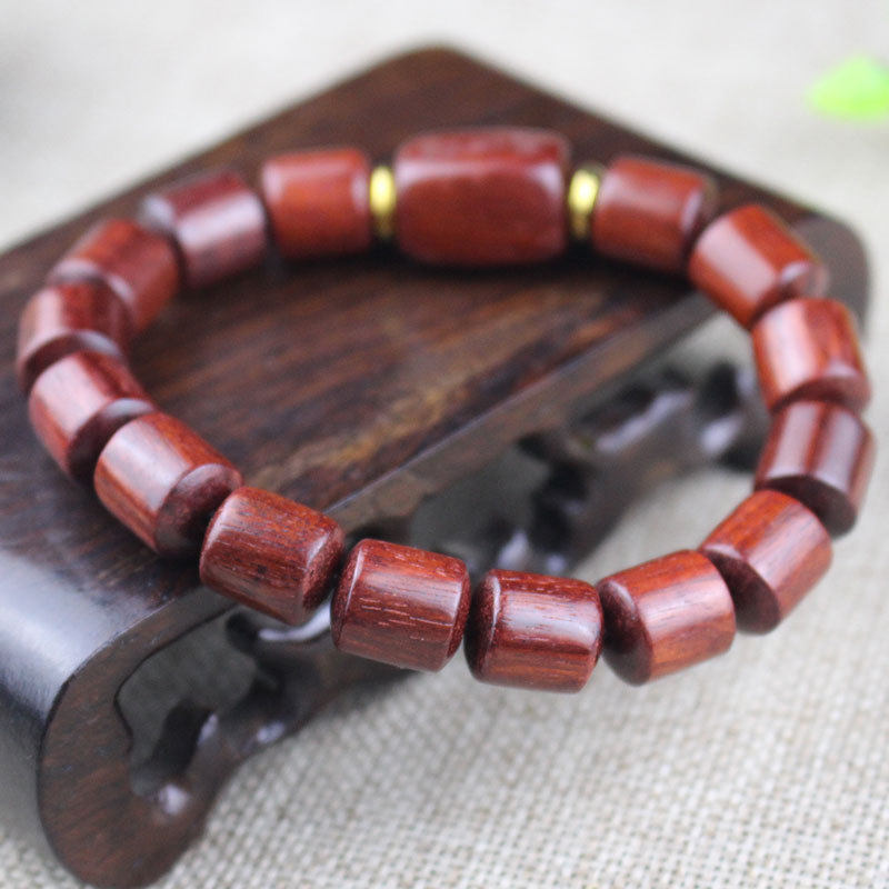 厂家创意非洲紫檀手串赞比亚血檀木男女情侣手链饰品刻同心缘
