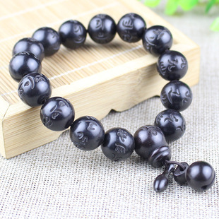 厂家各种雷击木手串枣木手链木雕刻六字真言男女文玩佛珠念珠