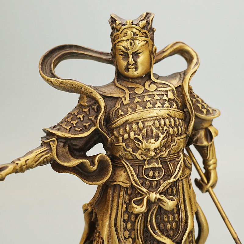 全黄铜二郎神杨戬摆件显圣真君供奉佛像哮天犬天神将军客厅装饰品
