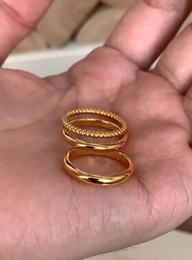 s925纯银麻花素圈戒指小众