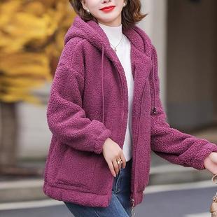 JOYIASS秋冬连帽加厚羊羔毛保暖外套女2025年冬季新款加绒超厚摇