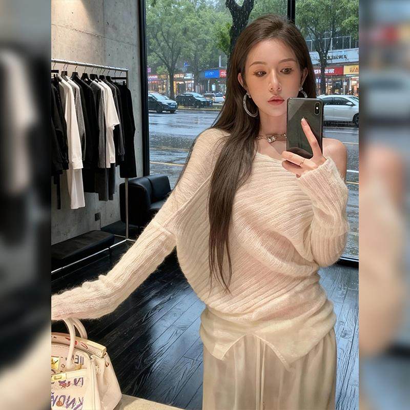 JOYIASS不规则毛衣女秋冬2025巨好看的小香风别致漂亮小众一字领