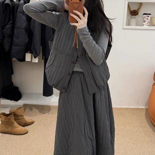 JOYIASS秋冬穿搭一整套miu系富家千金小香风韩系马甲花苞裙子三件