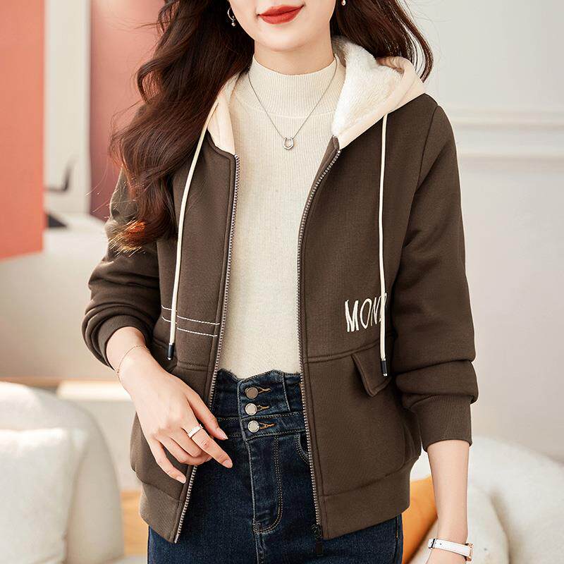 JOYIASS连帽卫衣女加绒加厚2025年新款秋冬女装爆款上衣时尚宽松