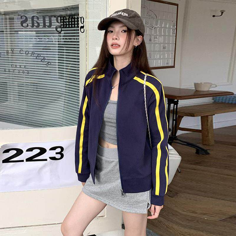 JOYIASS秋装2025新款绝美巨好看长袖卫衣女学院风复古立领棒球服