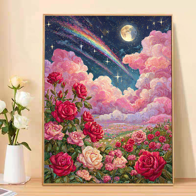 珂云方钻星空下的玫瑰钻石画满钻手工diy贴钻画客厅点钻钻石绣