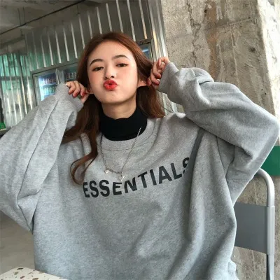 高街灰色复古薄款over卫衣ins宽松美式潮女外套春秋季size慵懒风