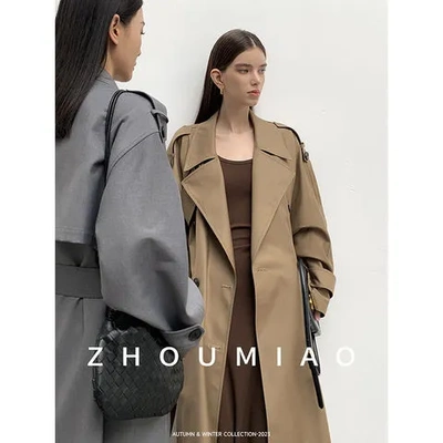 女装外套复古气质女英伦风衣2025年翻领新款中长款廓形早秋春秋高