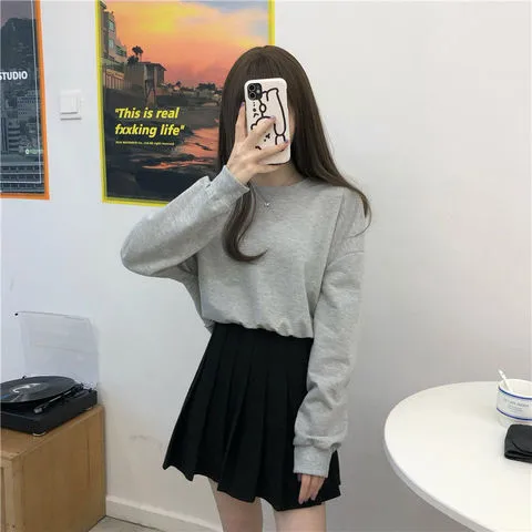 薄款绑带长袖卫衣小心机短款新款卫衣/绒衫