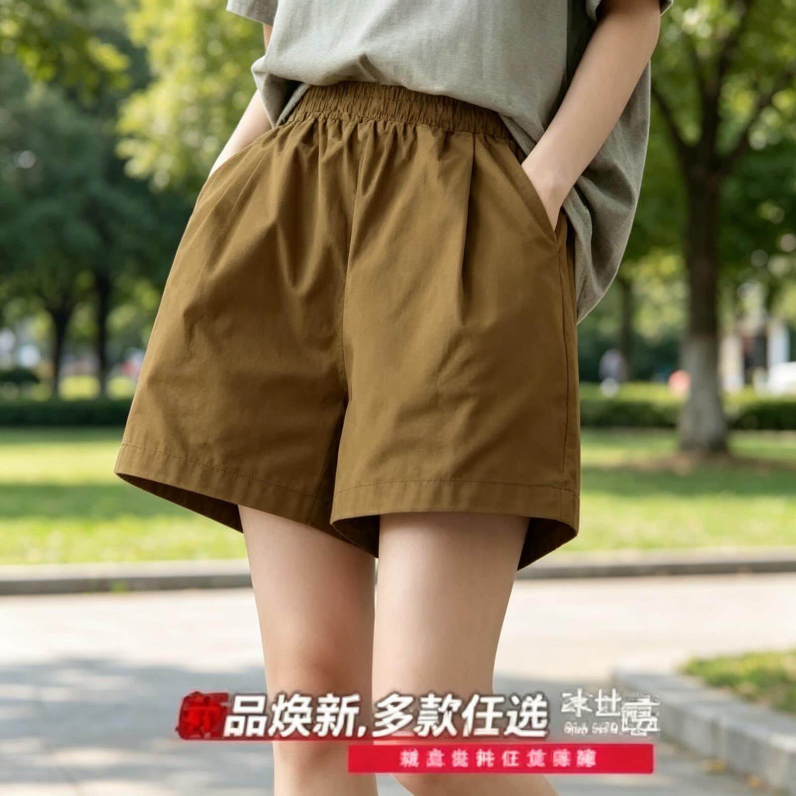 纯棉五分裤女新款直筒宽