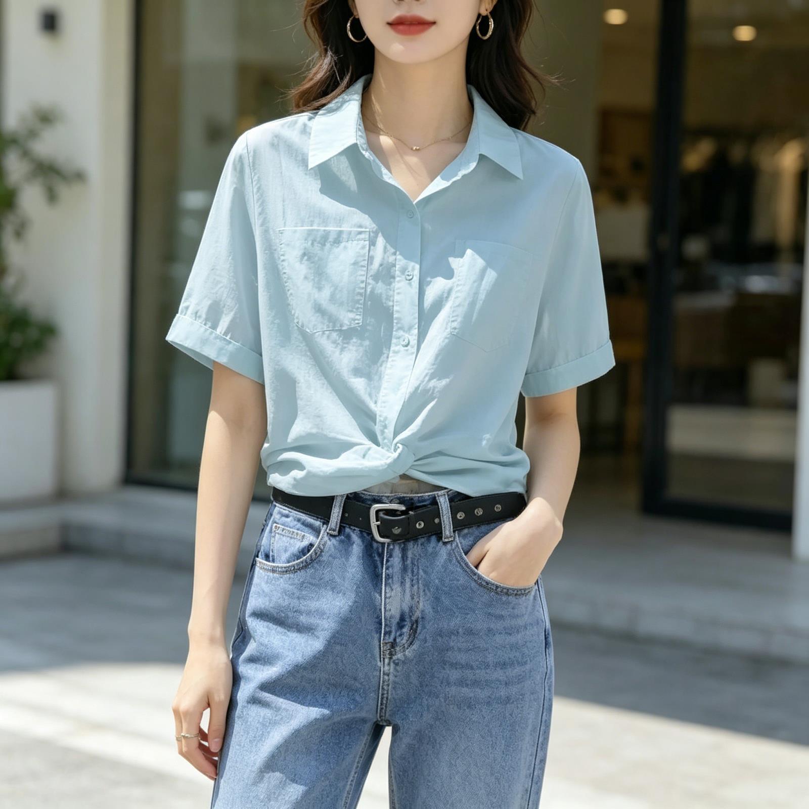 2026夏季新款短款衬衫女