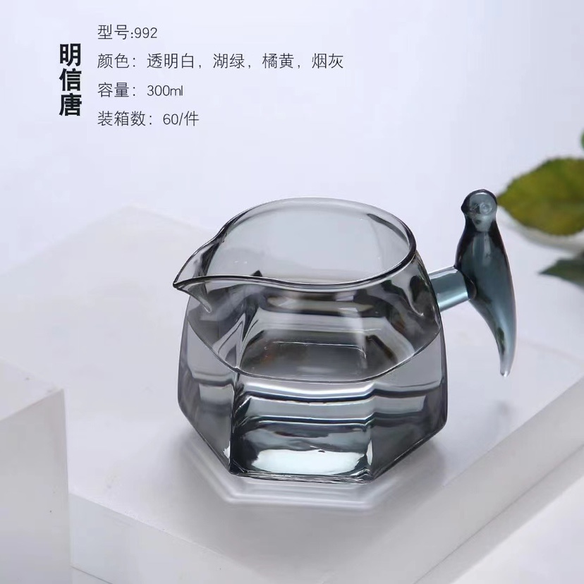 明信唐小鸟把手玻璃公道杯分茶器功夫茶具高档茶配件日式茶水公杯