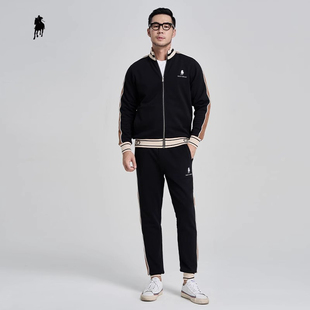 PAOLO GARAGE商务休闲套装男秋季新款百搭时尚立领外套夹克男长裤