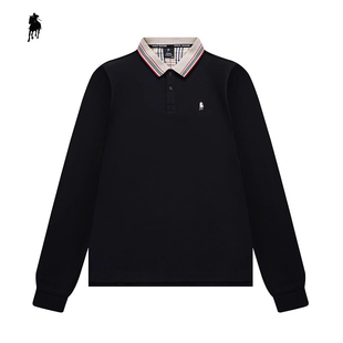 PAOLO GARAGE商务休闲高端长袖POLO衫男士秋冬新款翻领打底衫上衣