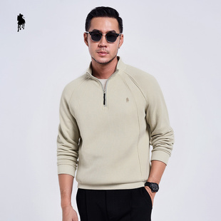 PAOLO GARAGE抓绒衣男2025秋冬新款简约时尚百搭半拉链打底衫男