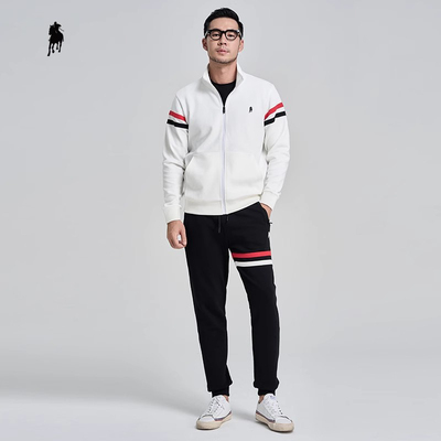 PAOLO GARAGE商务休闲套装男士时尚百搭立领外套夹克男两件套裤子