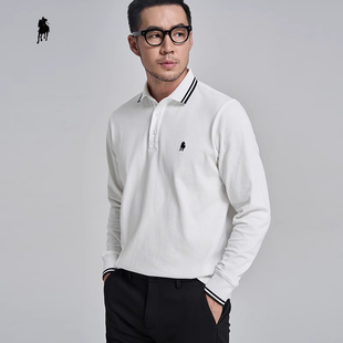 PAOLO GARAGE长袖POLO衫男2024秋季新款休闲打底体恤衫翻领上衣男