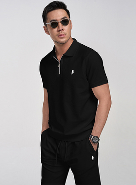 PAOLO GARAG休闲套装男士2025新款夏季商务休闲男翻领POLO衫短袖