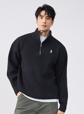 PAOLO GARAGE针织衫男2025秋冬新款立领半拉链商务休闲套头毛衣男