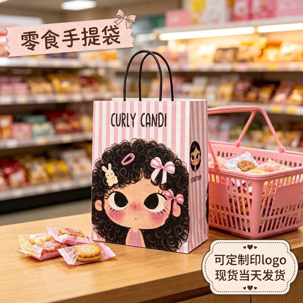 零食手提袋子牛皮纸袋烘焙饰品迷你小女生日礼物礼品袋定制印logo